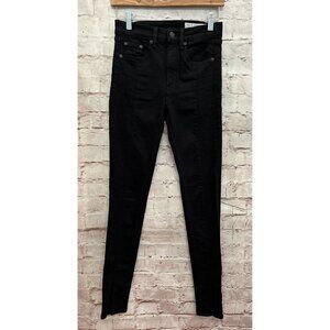 Rag & Bone Womens Jean Black Stretch Denim Skinny Ankle Split Detail Size 24